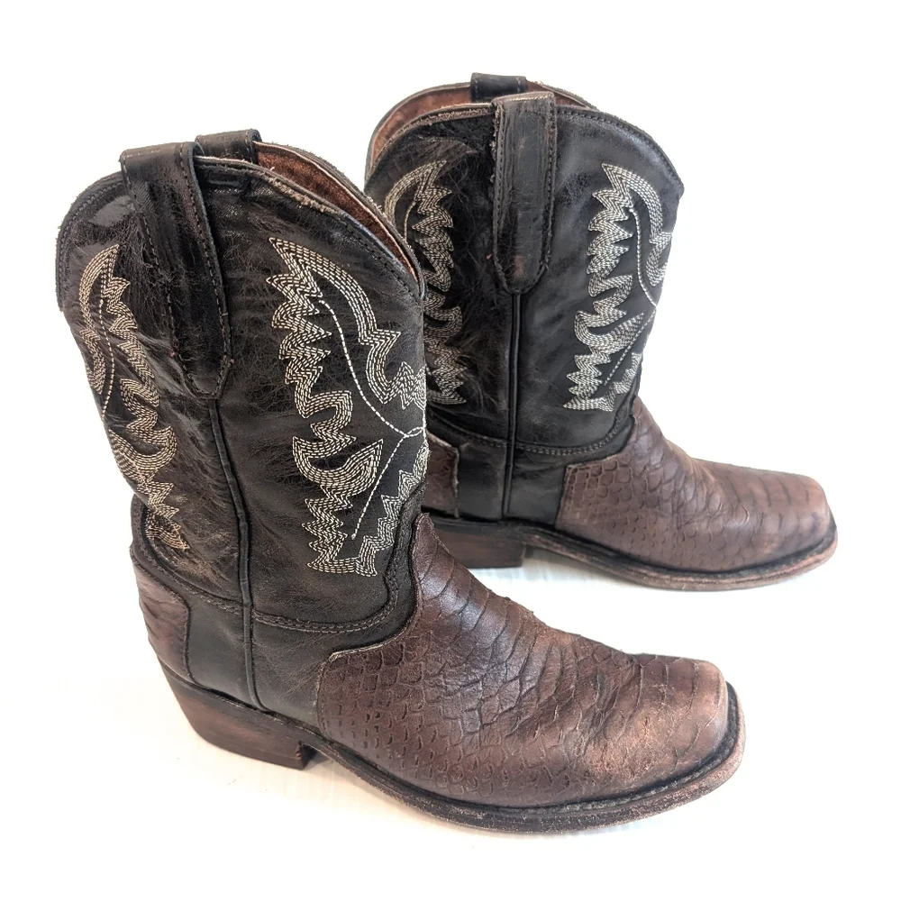 VERETTA Kids' Black & Brown Leather Western Cowgirl Boots Size 22 USA